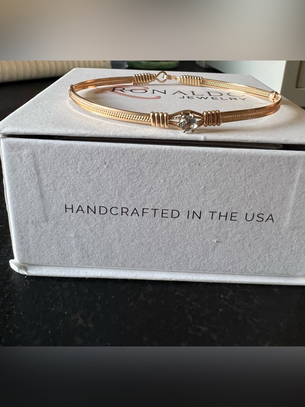 Ronaldo Jewelry Gold Wire Wrapped Crystal Bangle Bracelet